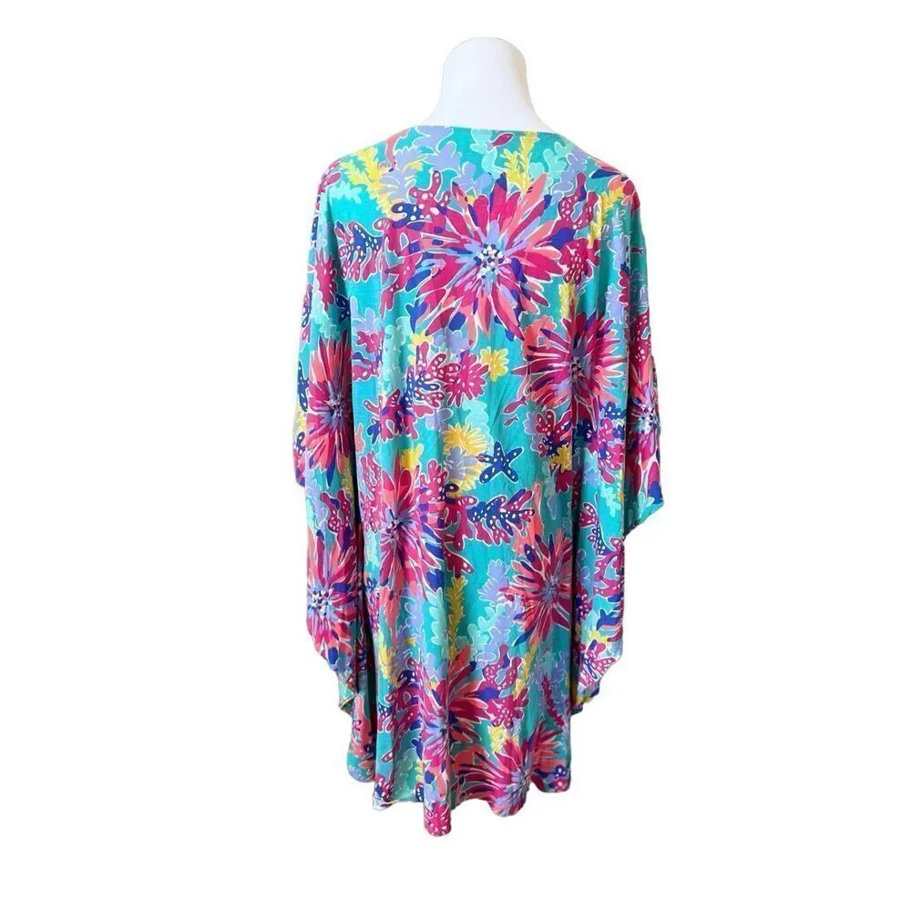 Lilly Pulitzer Stefani Dress Trippin & Sippin Beach Coverup Aqua Pink Cruisewear - Image 5