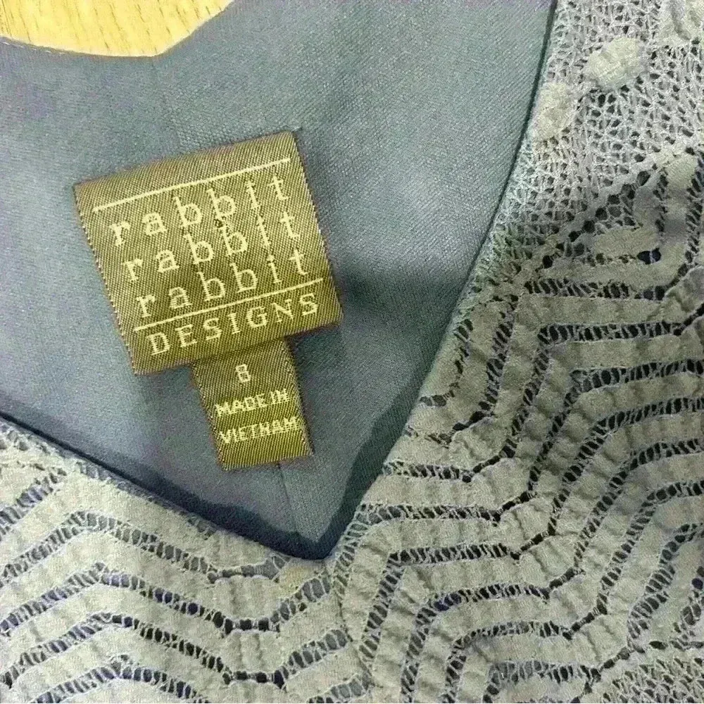 Rabbit Rabbit Rabbit Blue Lace Short Sleeve V Neck A Line Mini Dress Size 8 - Image 2