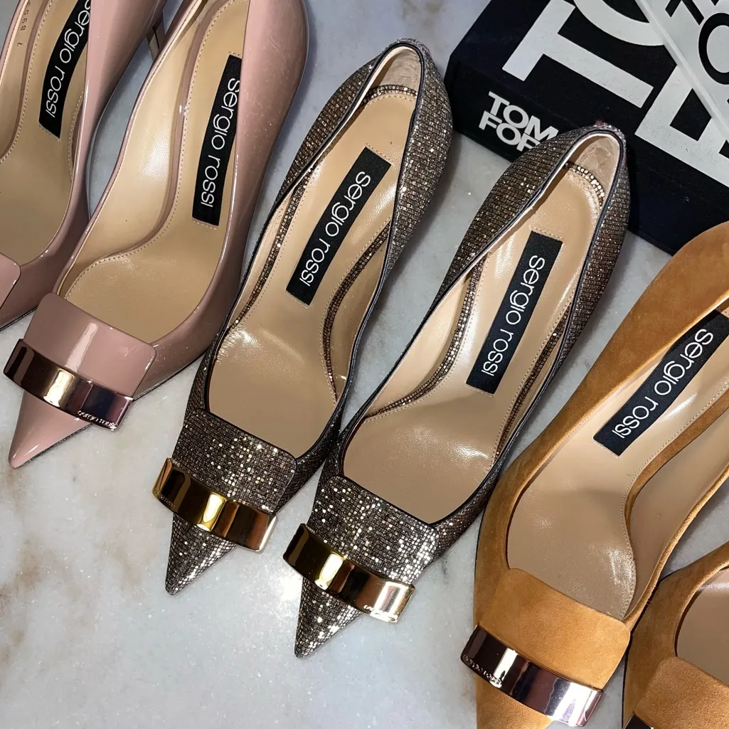 Sergio Rossi SR1 Glitter Pointed Toe Pump - Image 2