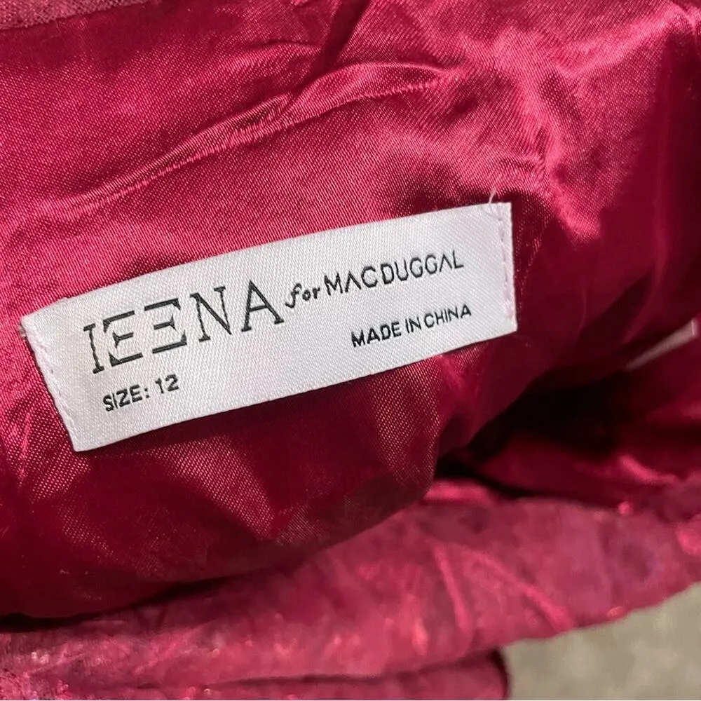 Ieena for Mac Duggal Embroidered Sleeveless Plunge Neck A-Line Gown Berry Sz 12 - Image 8