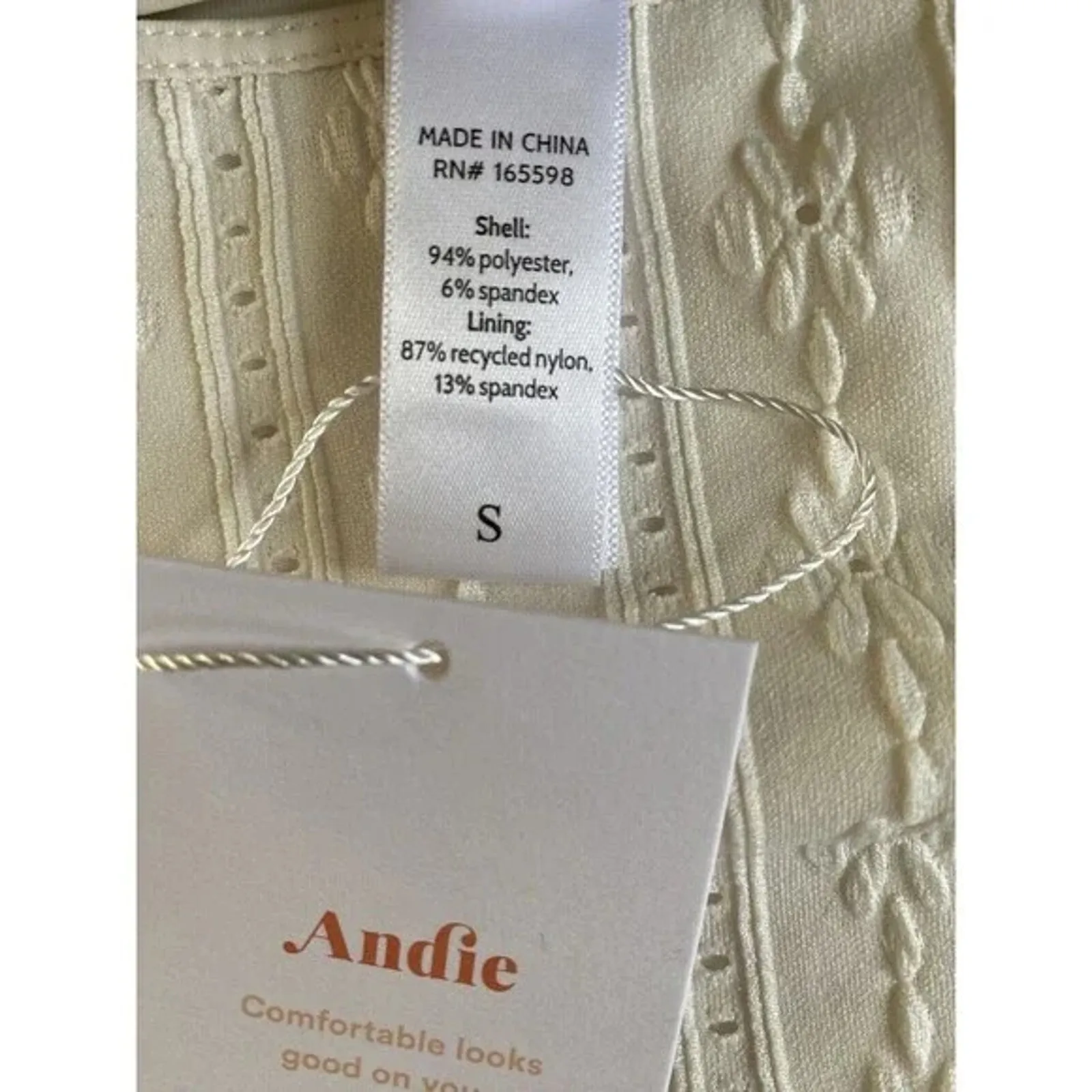 NWT Andie Swim The 90s High Waisted Eyelet Embroidered Bikini Bottom S Coconut - Image 9