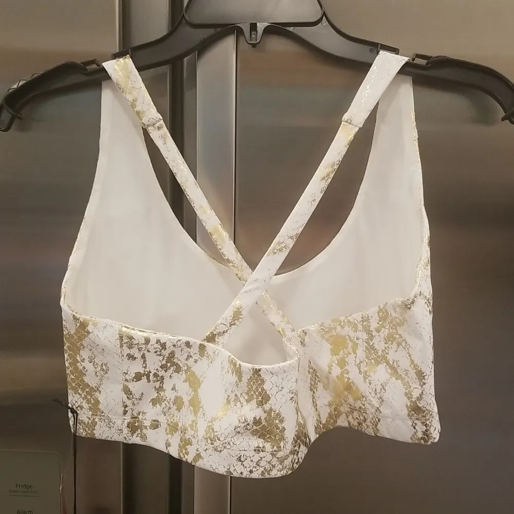 💕CARBON38💕 Metallic Snake Set Bra + High Rise Leggings ~ Cream/Gold Large NWT - Image 14