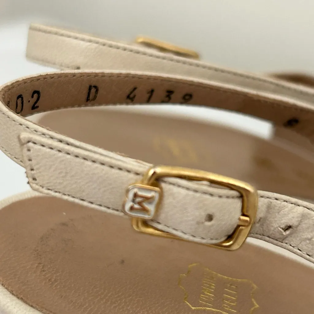 Bruno Magli Peep Toe Slingback Heels Cream Ivory Size 8 AAAA Extra Narrow White - Image 6