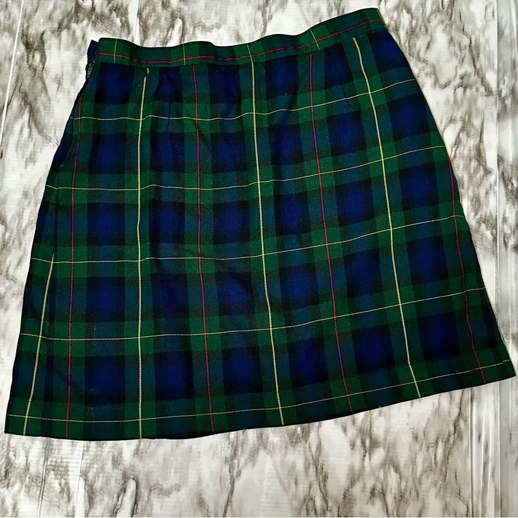 Preppy Tartan Blue Plaid School Girl Mini Skirt Lands End Women Sz 5 Academia - Image 6
