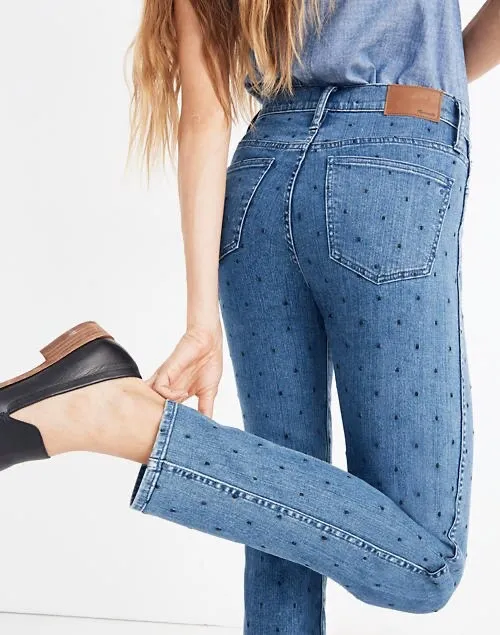 Madewell Slim Straight Navy Dot Jeans - Image 2