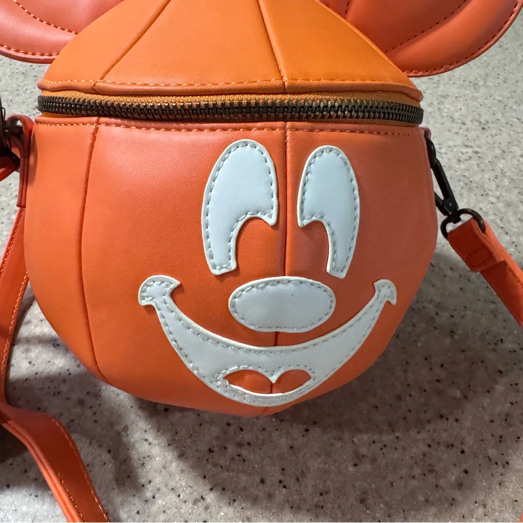 Disney Loungefly Mickey Mouse Pumpkin Head Crossbody Halloween Bag - Image 3