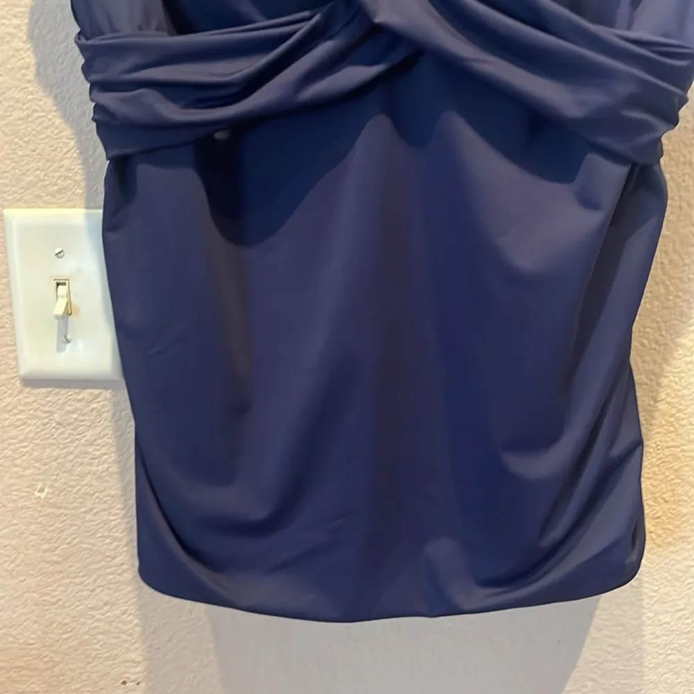 Lands’ End Women’s Navy Blue Underwire Criss cross Tankini Top Size 18 - Image 4
