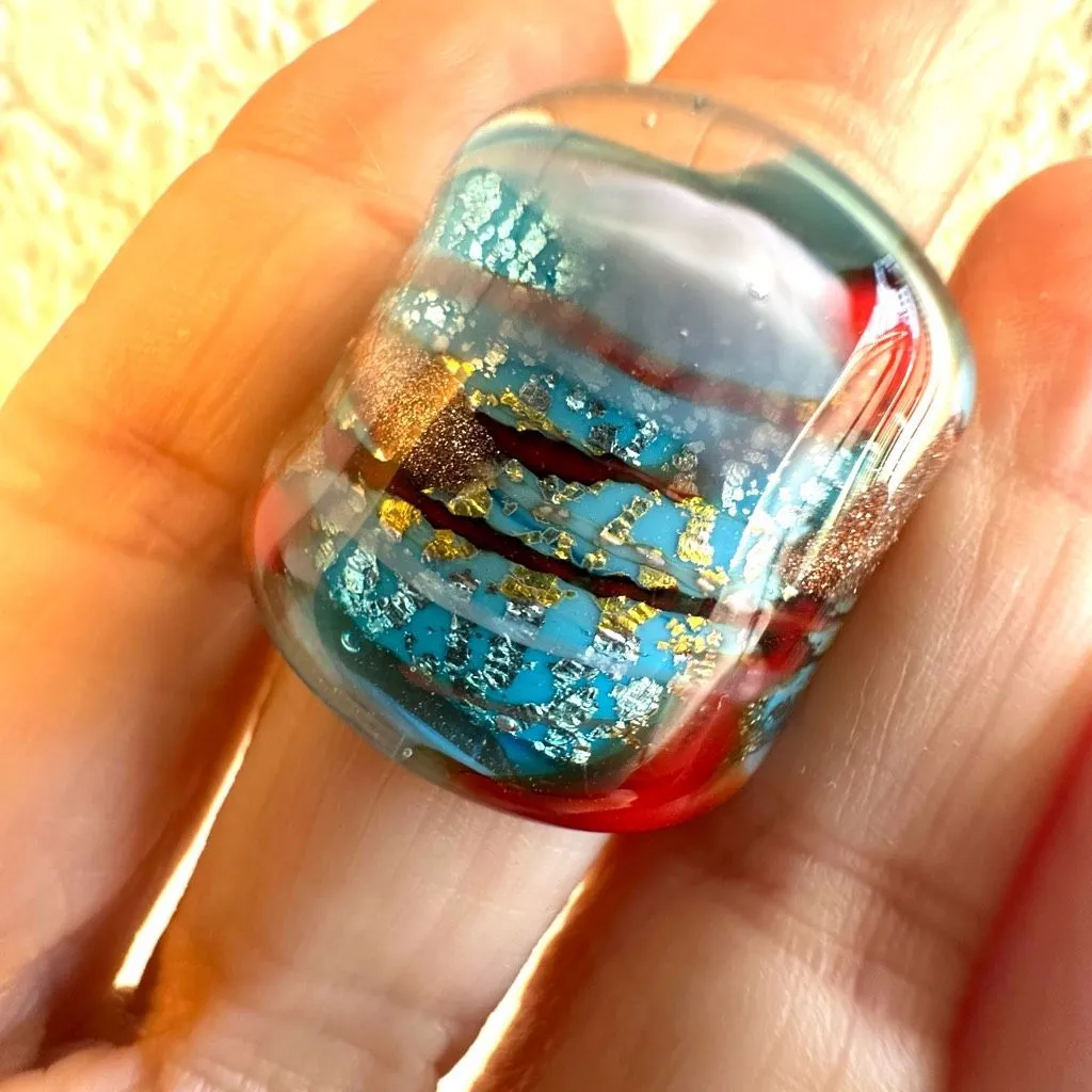 Blue glass blown cocktail ring - Image 3