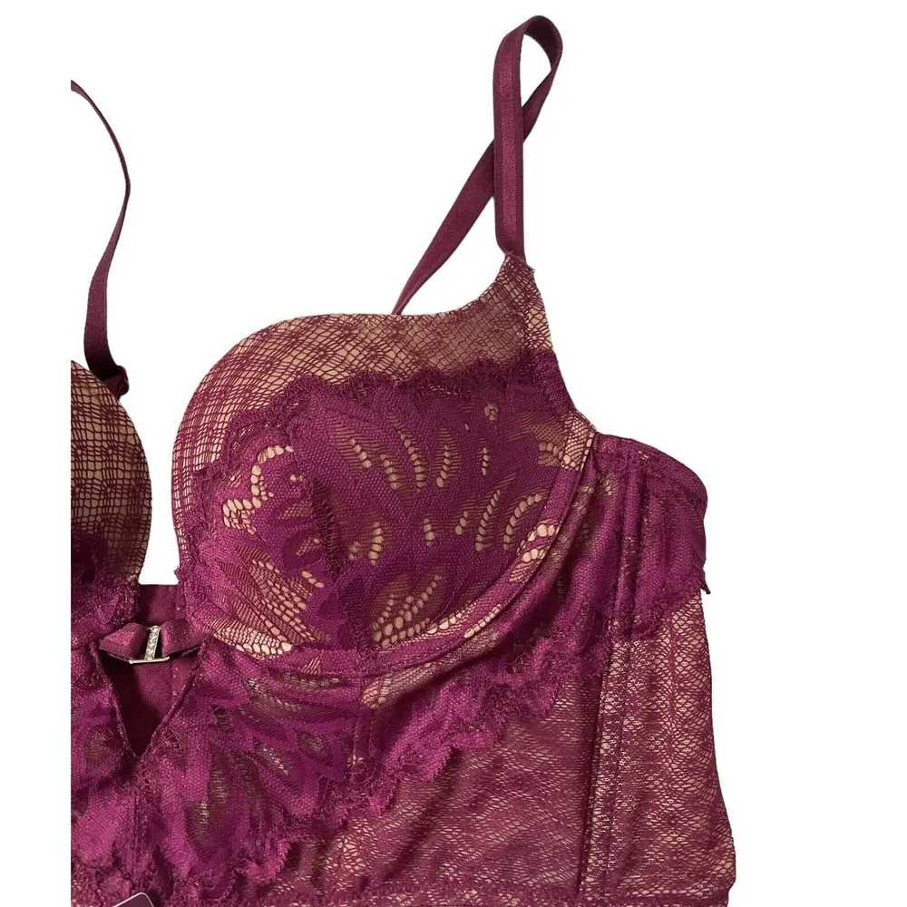 Adore Me Women Size 34B Bra Bralette Burgundy Lace NWT 10-D - Image 5