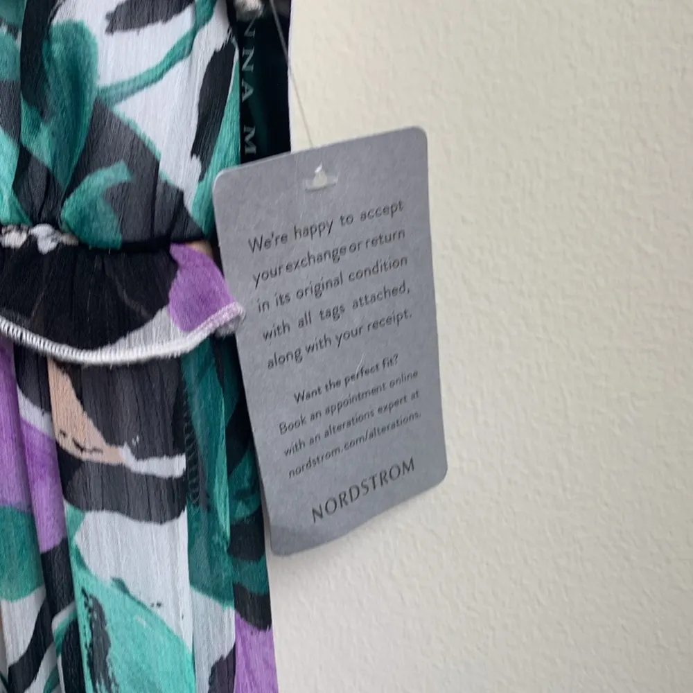 Donna Morgan Nordstrom Tropical Floral Chiffon Resort Maxi Dress (Sz 8) Purple - Image 7