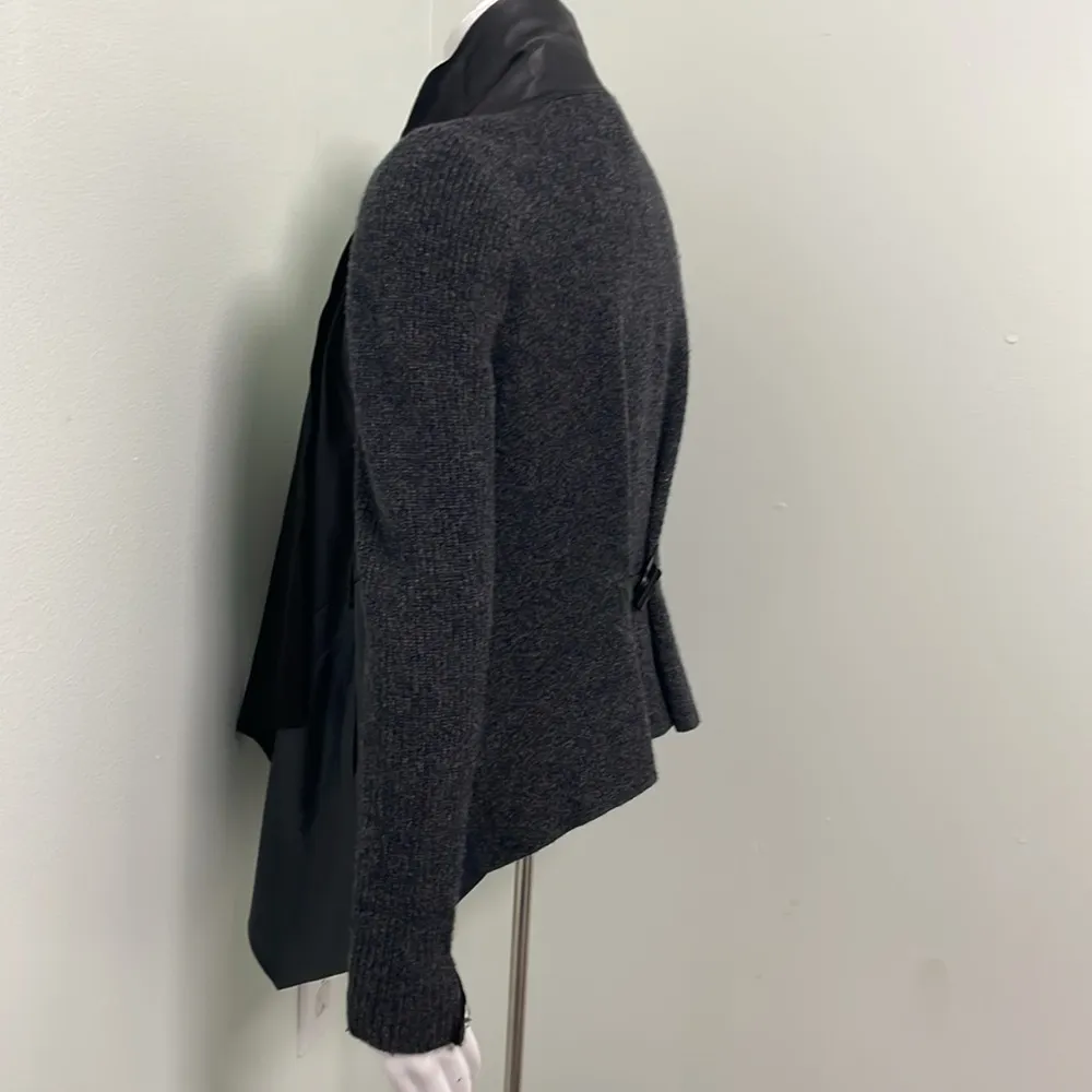 Quinn Black Leather Asymmetrical Zipper Cashmere Motto Jacket XS - Image 9