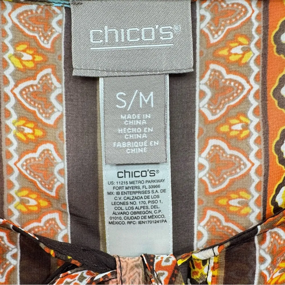 Chico’s Kimono Kaftan Poncho Flowy Semi Sheer Animal Print Earth Tone Tunic Boho - Image 6