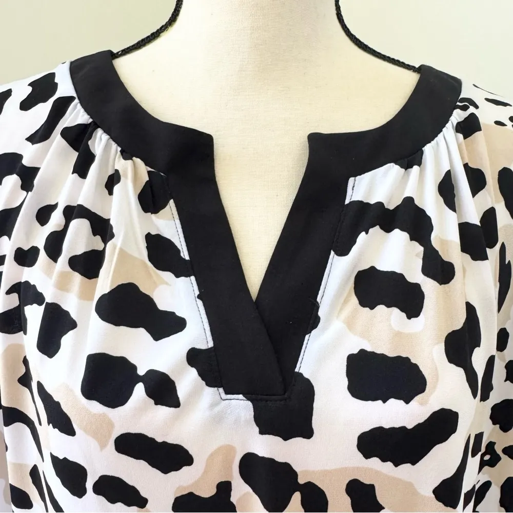 Worthington Woman 1X Sleeveless V-Neck Top Black and White Animal Print Top NEW - Image 2