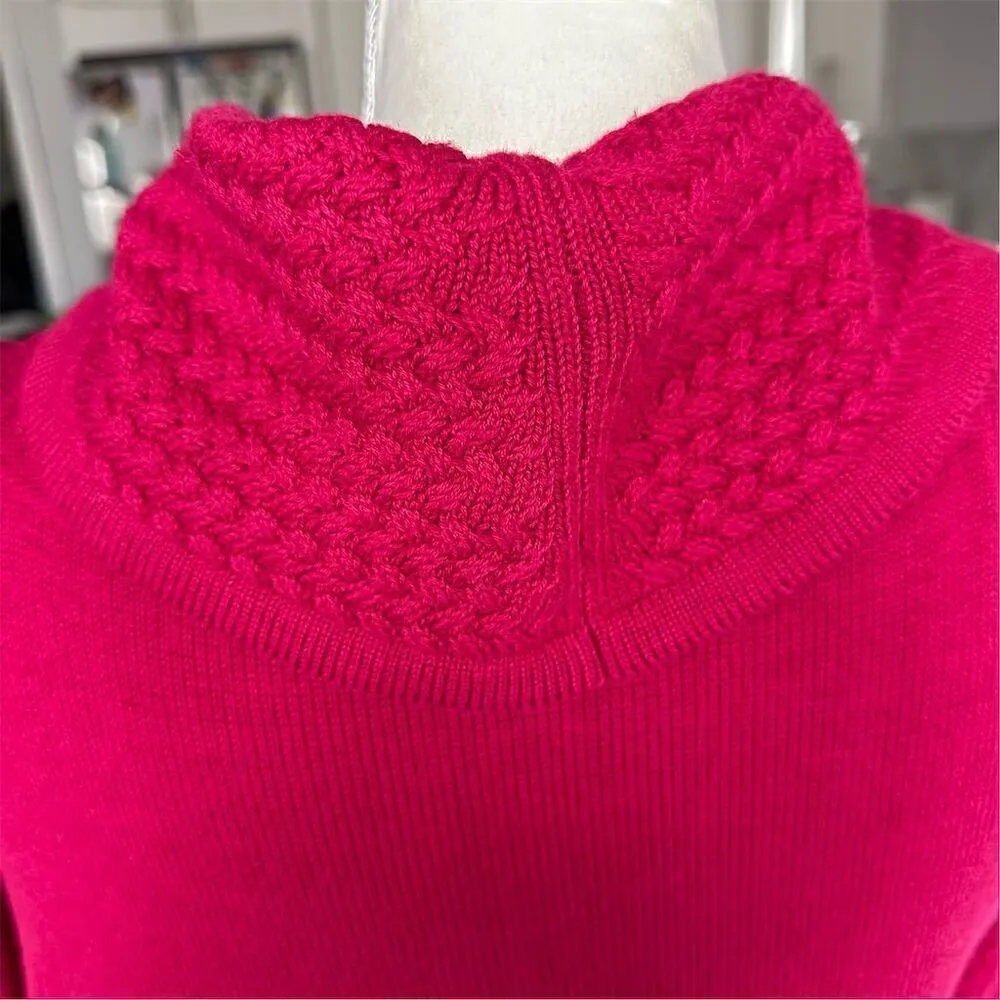 White House Black Market Women's Cowl Neck Sweater Raspberry Pink Red Size M - Image 5