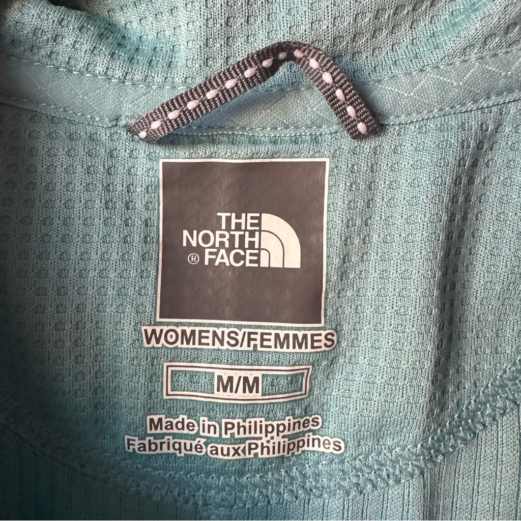 The North Face Vapor Wick Hiking Shirt Womens Medium Blue Stretch Fabric Polo - Image 3