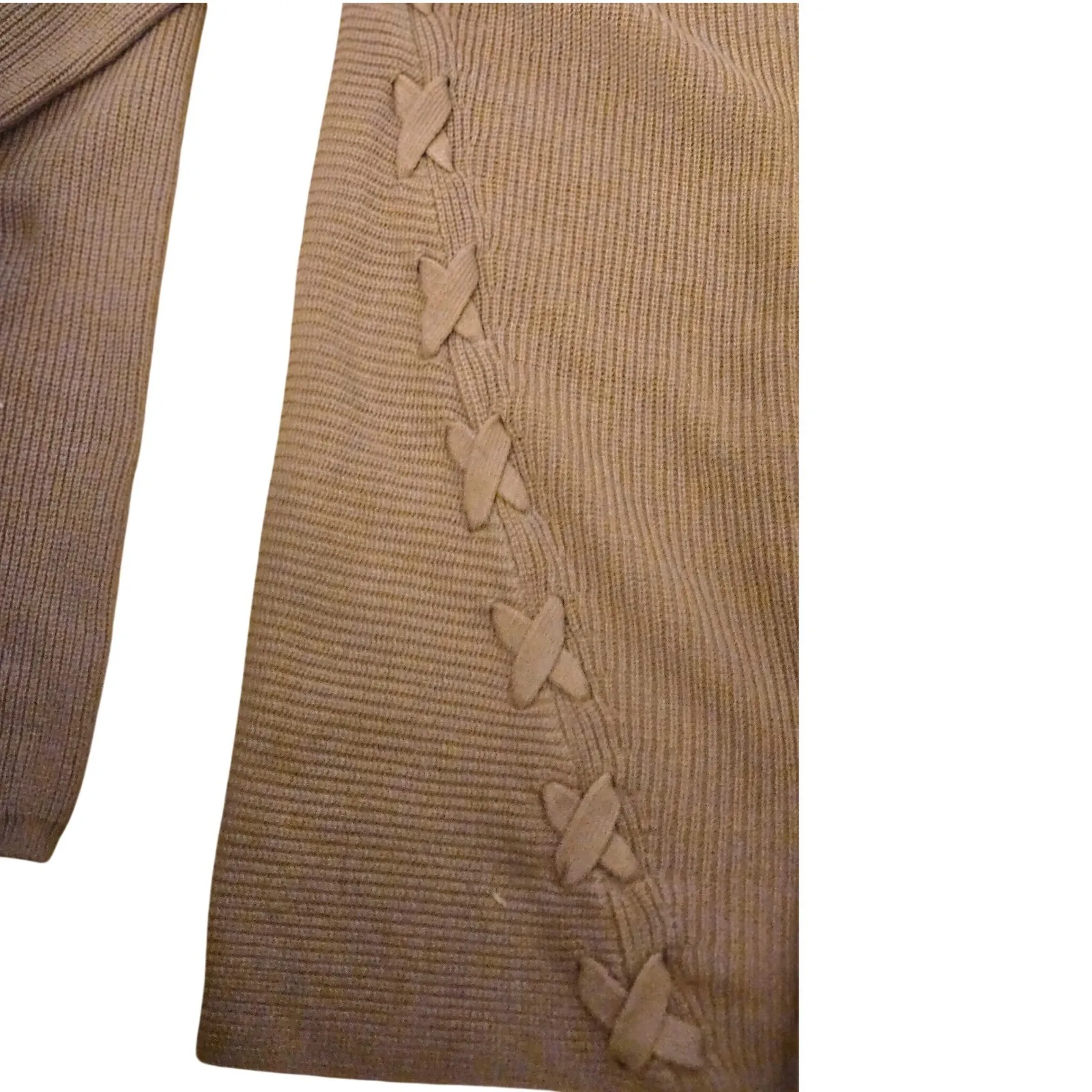 Lee Women's L Brown Ribbed Knit Sweater with Lace-Up Detail - Image 4