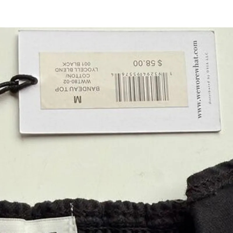 NWT WeWoreWhat Smocked Bandeau Top Sleeveless Zip Hook Eye Back Closure M Black - Image 12