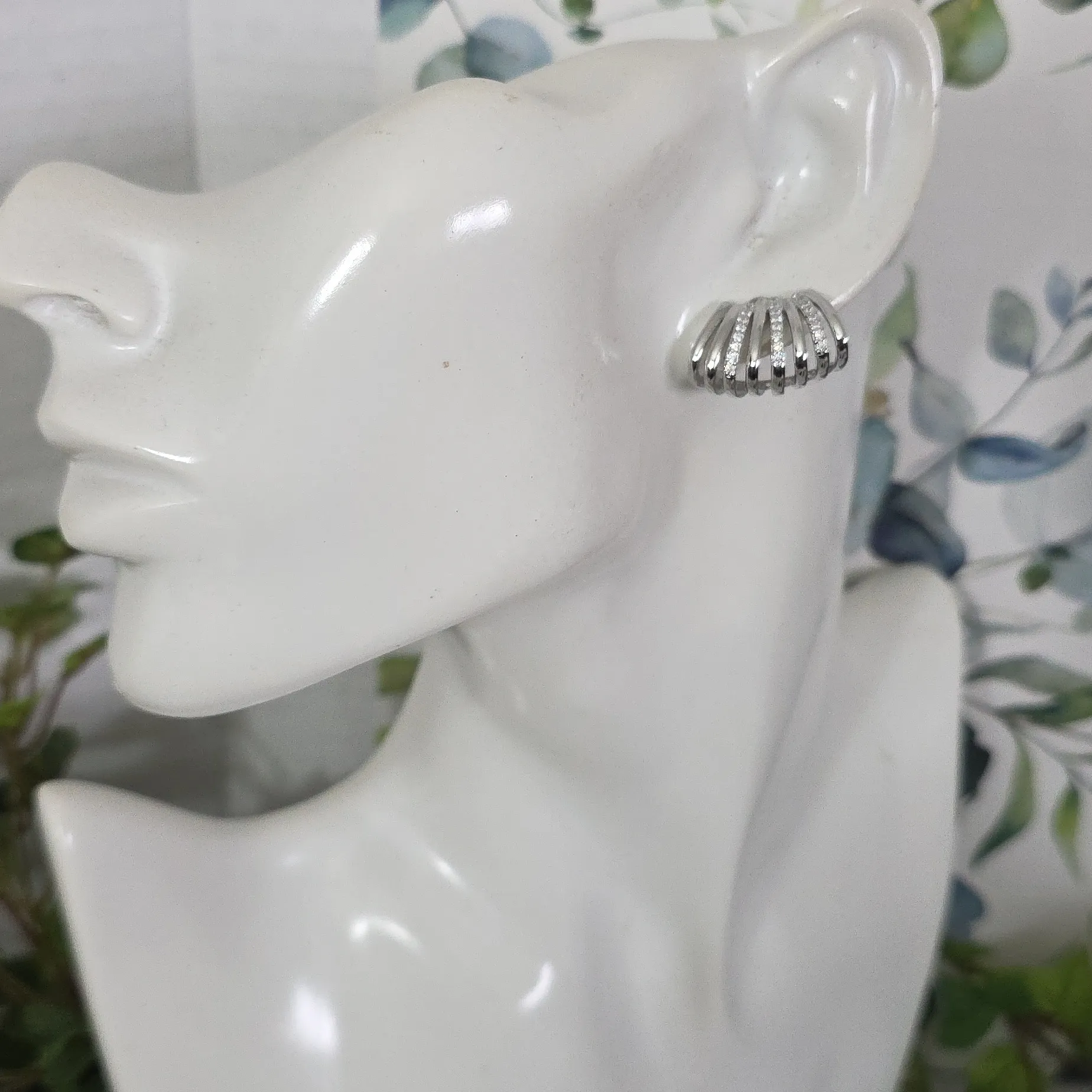 Silver Gold Filled 8 Row Illusion Earrings with CZ - Image 6