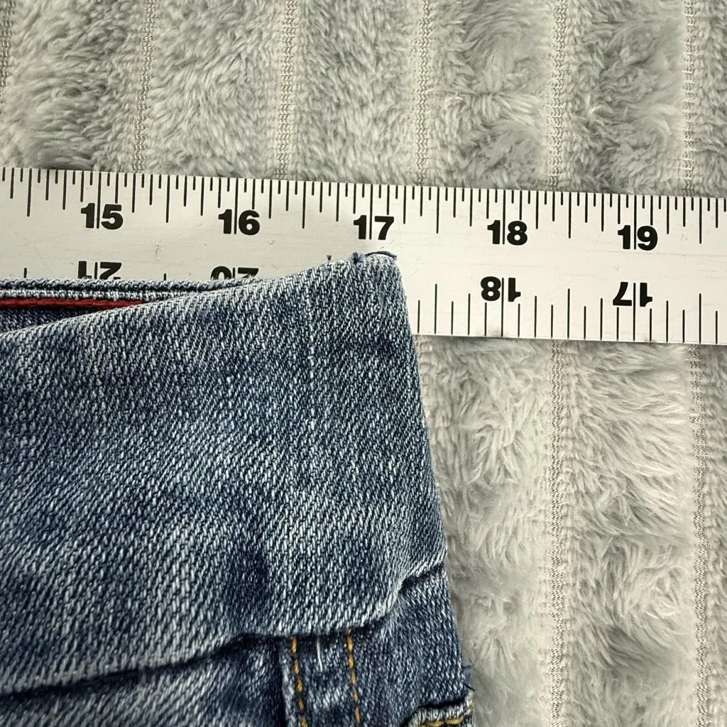 VTG Tommy Hilfiger Jeans Y2K Womens 34x28 Straight Floral Embroidered Blue Denim - Image 6