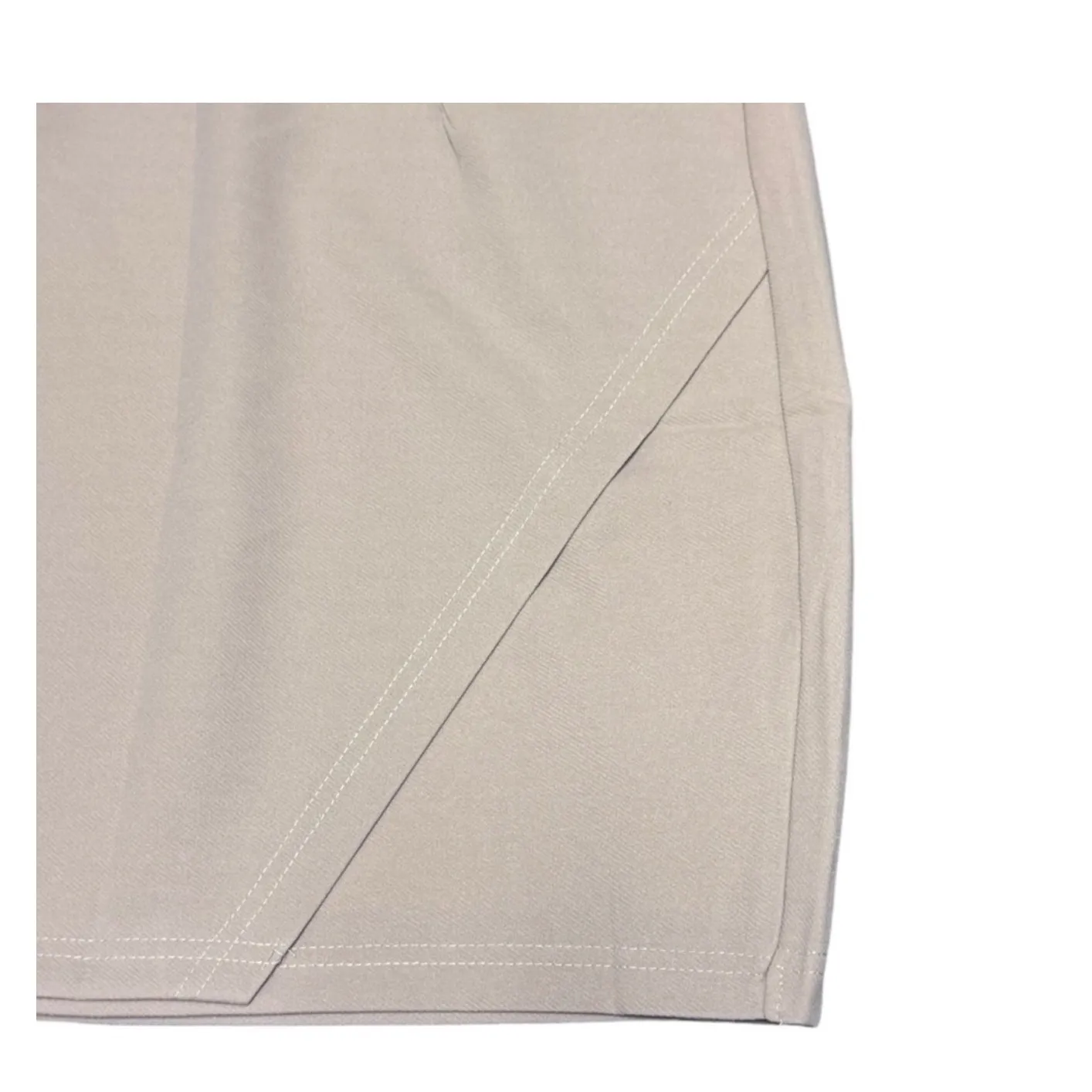 NWT Women's Tan Asymmetrical Wrap Mini Skirt Pencil Style Size M - Image 5