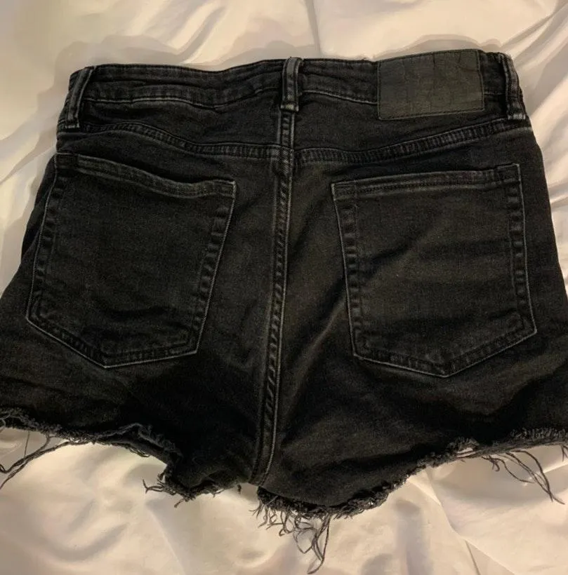 Black Denim Jean Shorts Frayed - Image 3