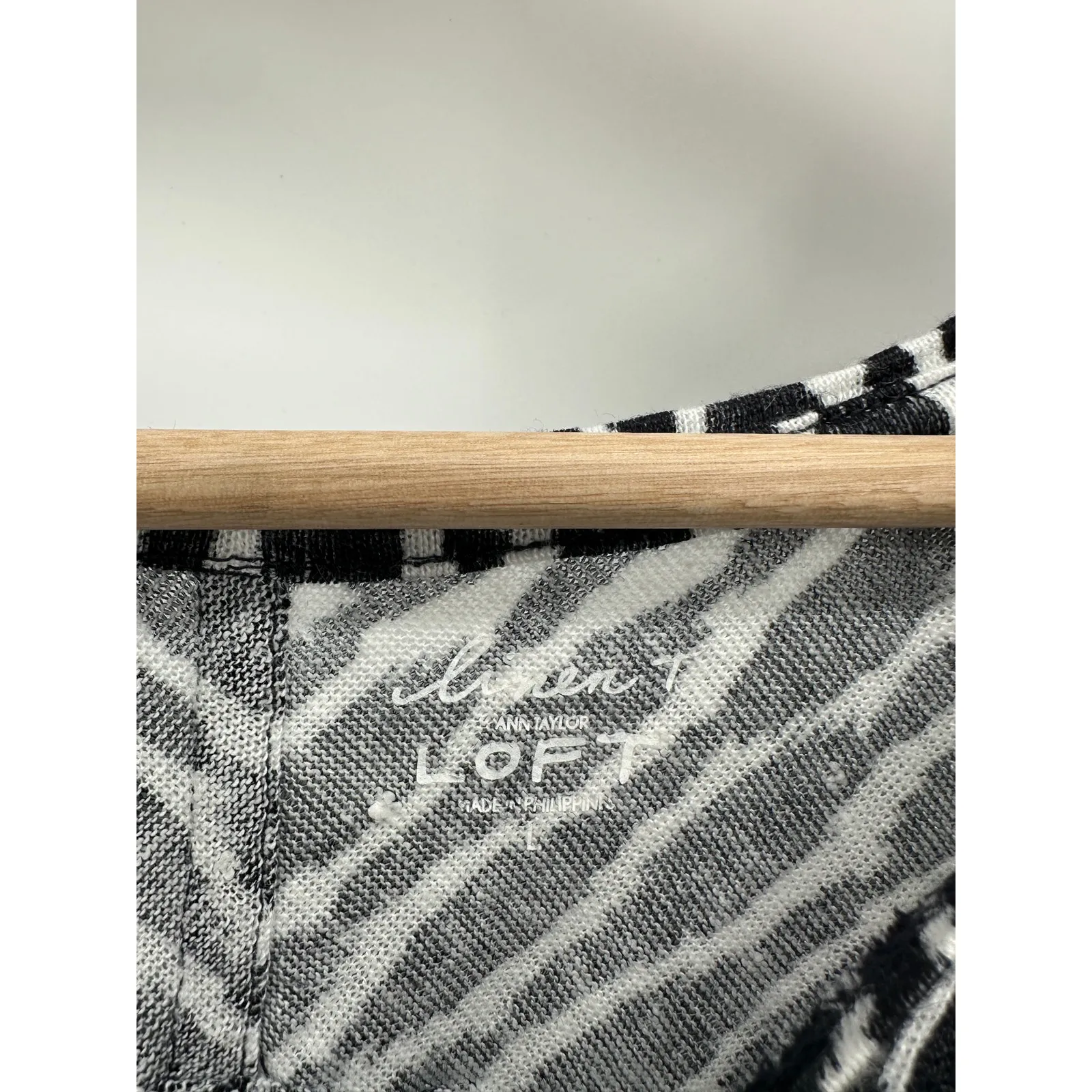 Ann Taylor Loft Women Linen Tee Size L Black White Stripe Short Cap Sleeve Shirt - Image 6