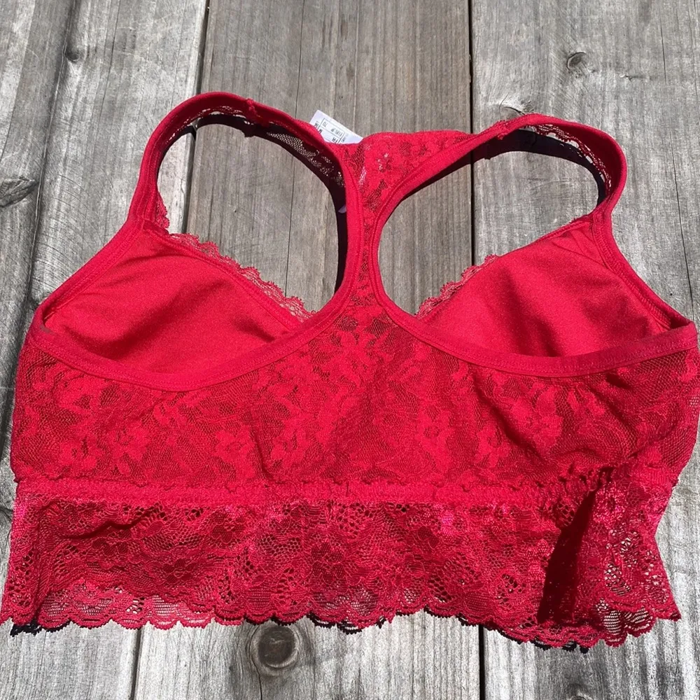 Red Lace Racerback Bralette Size M - Image 4
