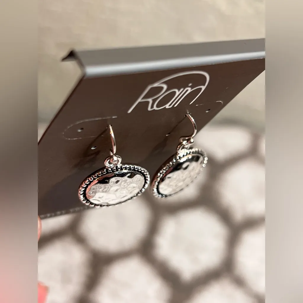 Rain Silver Hammered Dangle Earrings - Image 2