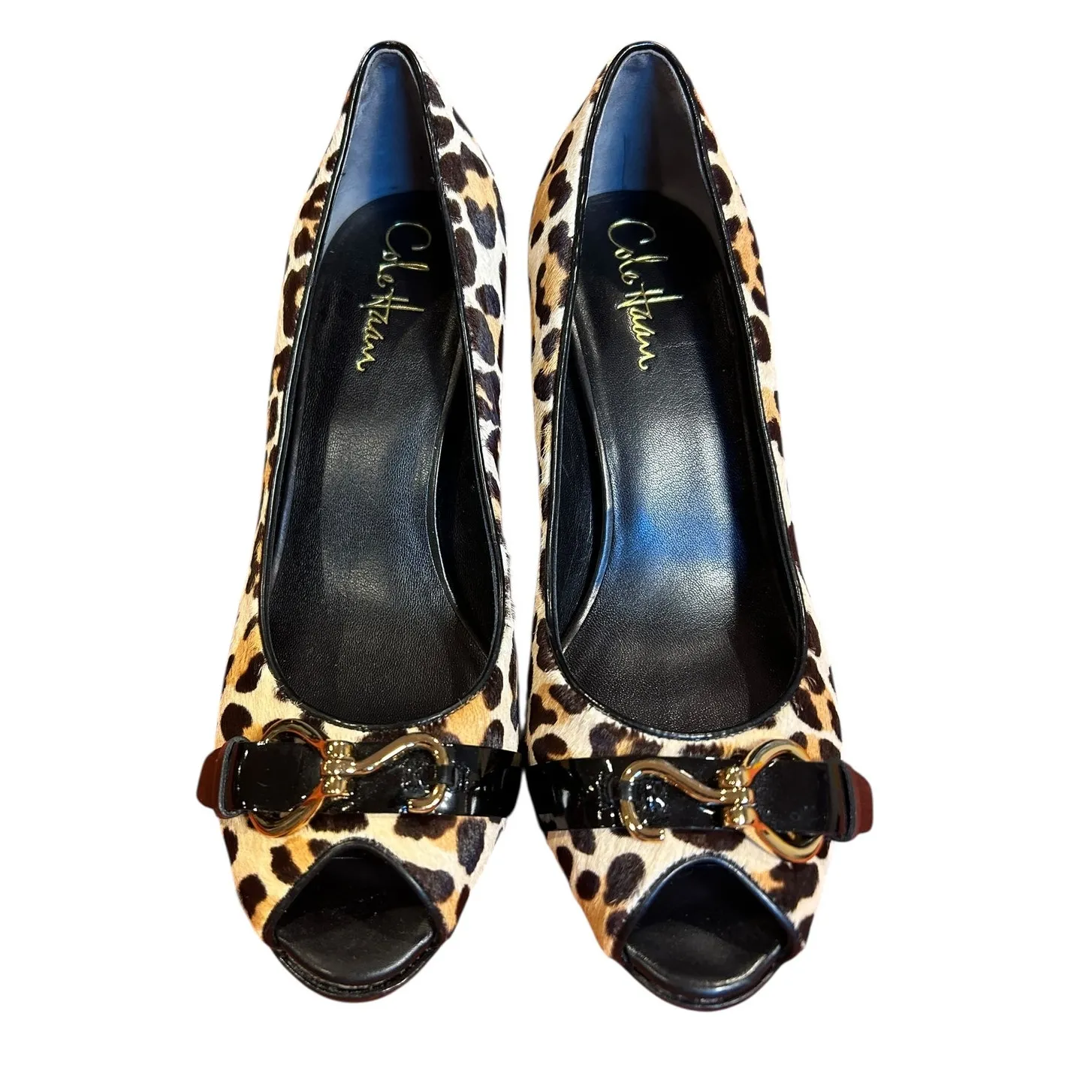 COLE HAAN NIKE Air Women's Peep-Toe Heel Pumps 7.5 B Cheetah Leopard Print Carma - Image 4