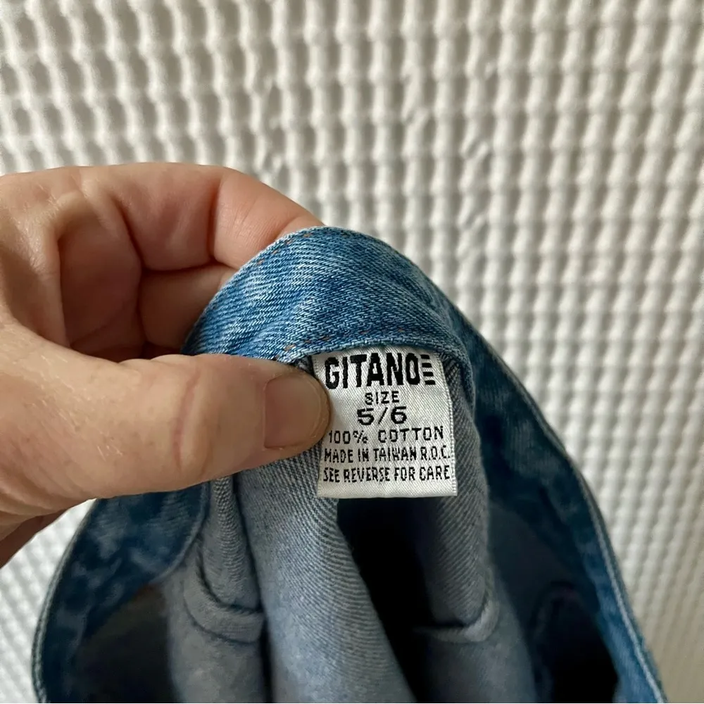 Gitano size 5/6 skirt vintage denim wrap fringe indie 1980s 1990s Blue - Image 3