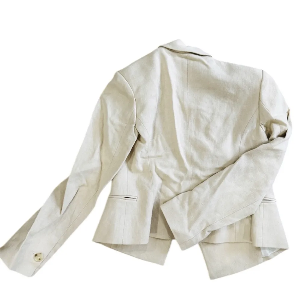 A.L.C. linen and cotton River Crop Double Breast Blazer in barely beige NEW - Image 9