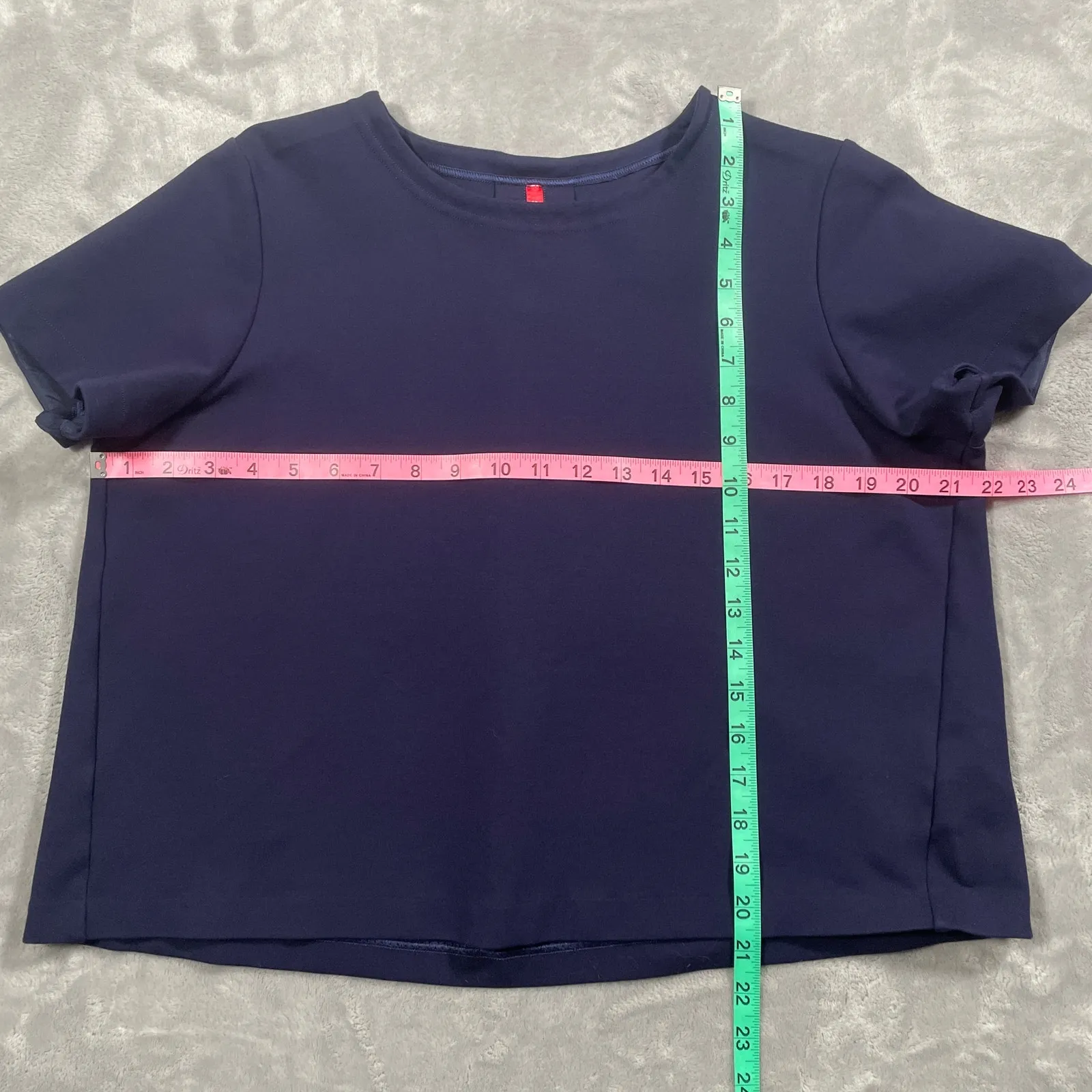 Spanx Top Large Blue Perfect Pleated Back Capsule Minimal Cropped Nautical - Image 5