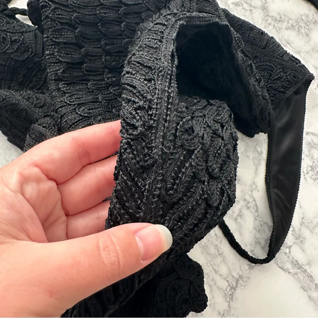 Sue Wong Vintage Black Crochet Halter Dress - Image 12