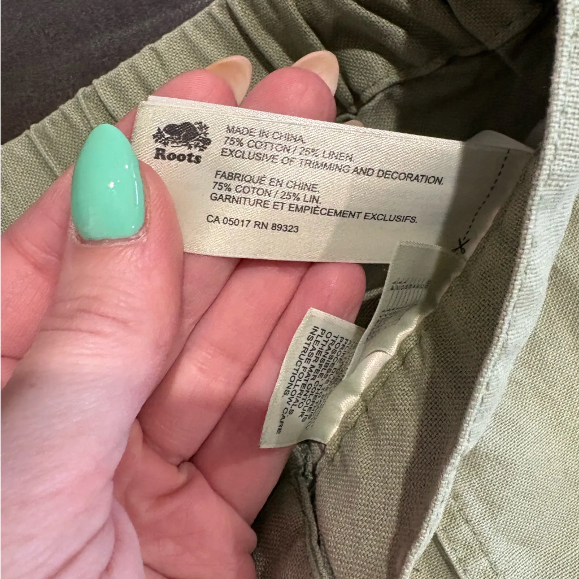 Roots  Green Cargo Shorts‎ High-Waisted Cotton - Image 3