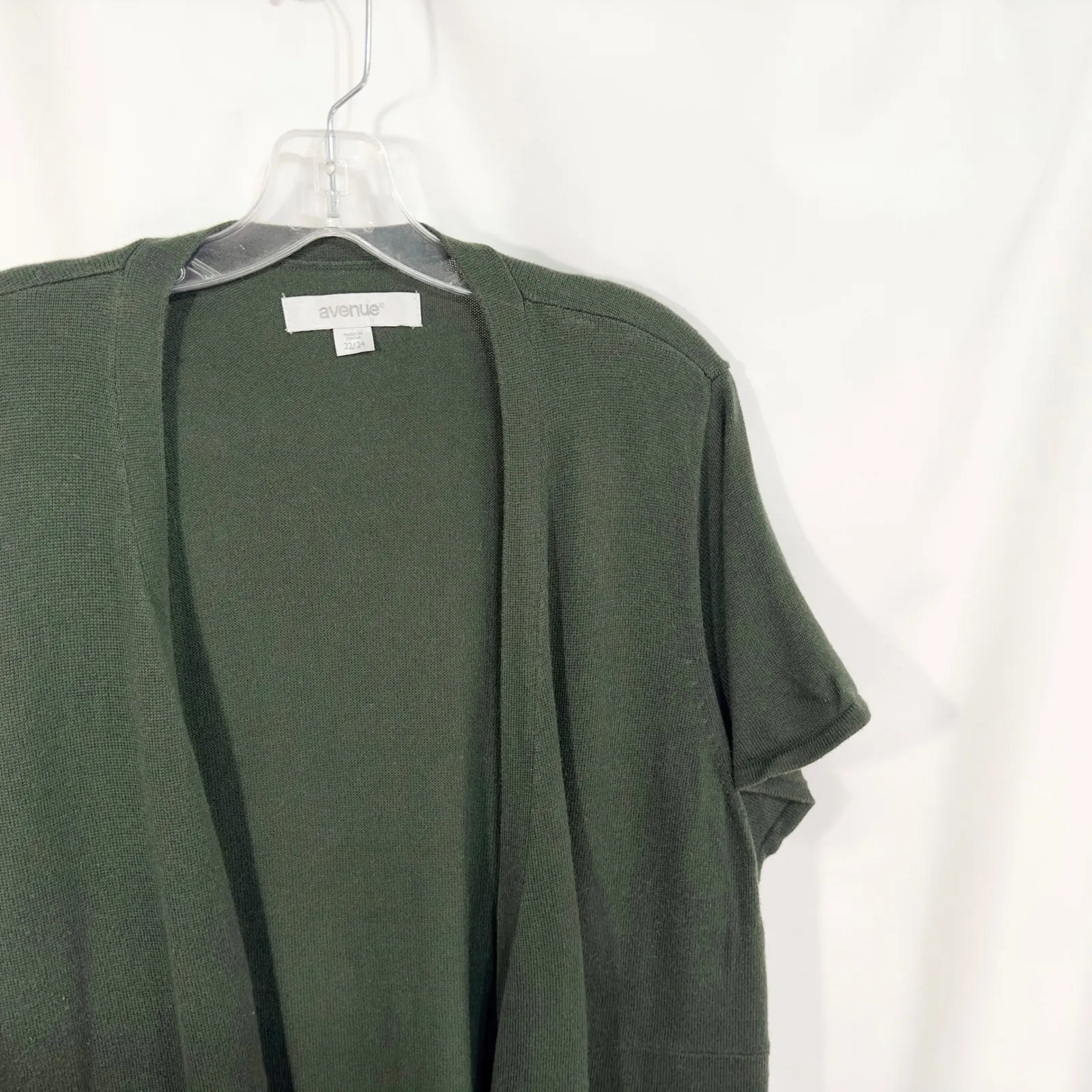 Avenue Plus Size 22W 24W Shrug Olive Green Cardigan Open Front Short Sleeve 305‎ - Image 5