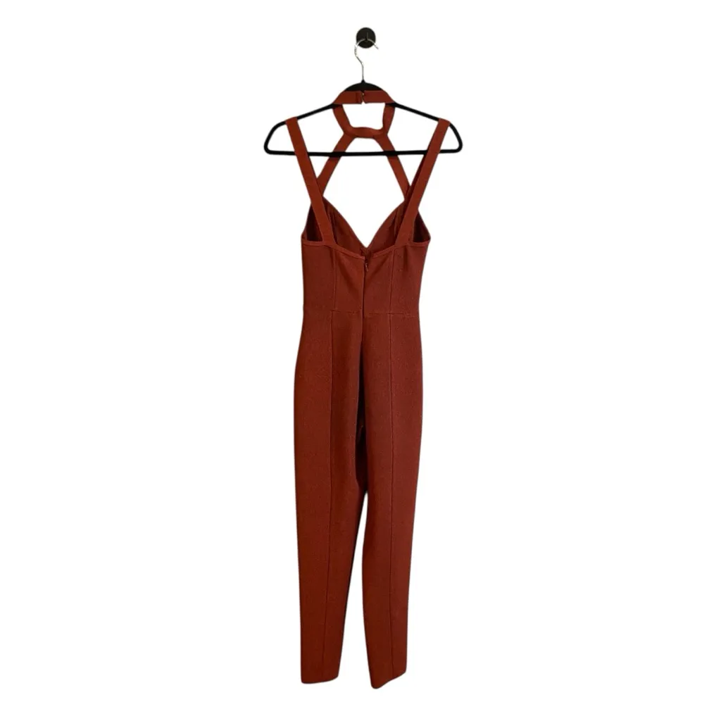 House of CB Cypresa Rust Lurex Collar Strap Jumpsuit Style SB2918 - Image 6