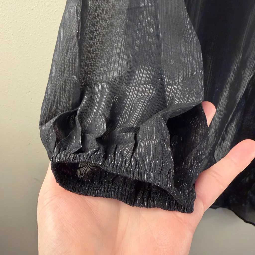 Andree By Unit V-Neck Ruffle Shimmer Iridescent Black Party Mini Dress 2X New - Image 4