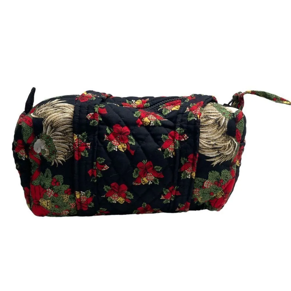Vintage Vera Bradley RARE Black &‎ Red Hens &Holly Print Classic Quilt Handbag - Image 2