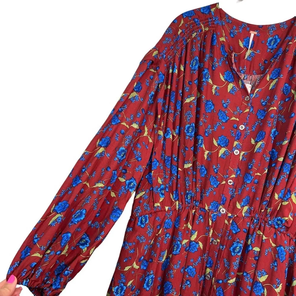 Free People Mini Flower Fields Mini Burgundy Dress S/P - Image 60