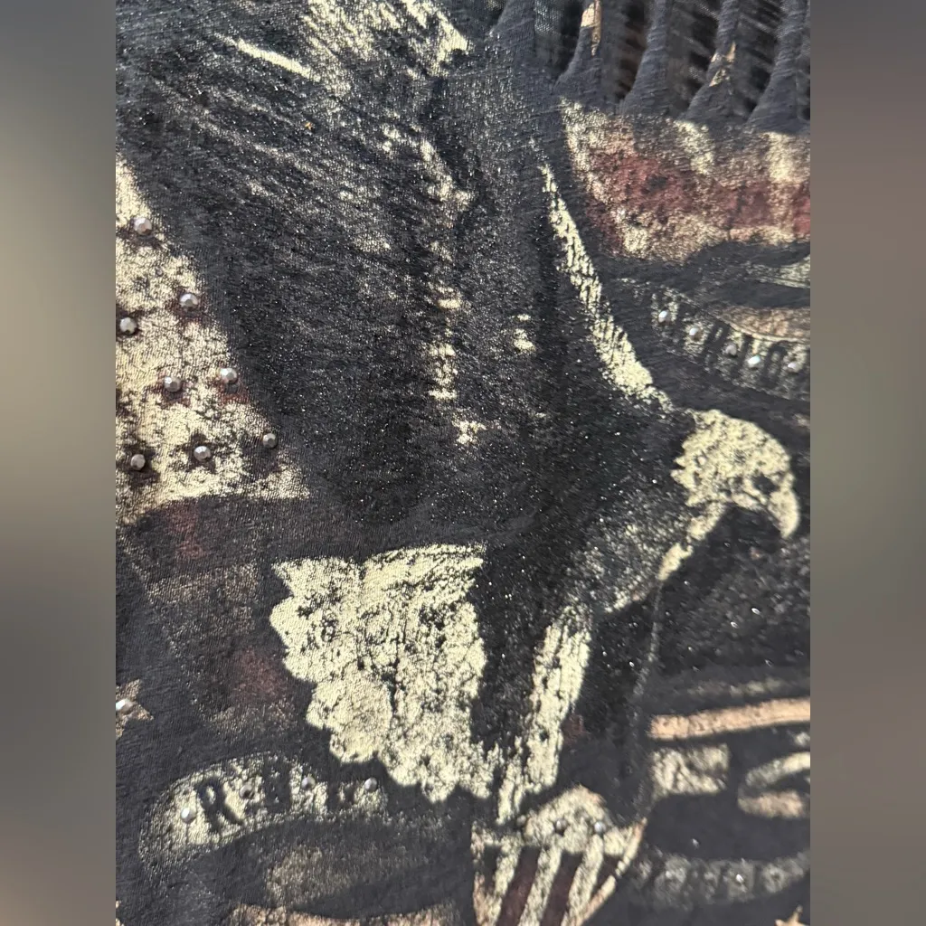 Rock & Republic Distressed Graphic Eagle Tee Edgy Vintage Grunge Y2K Top Sz S - Image 11