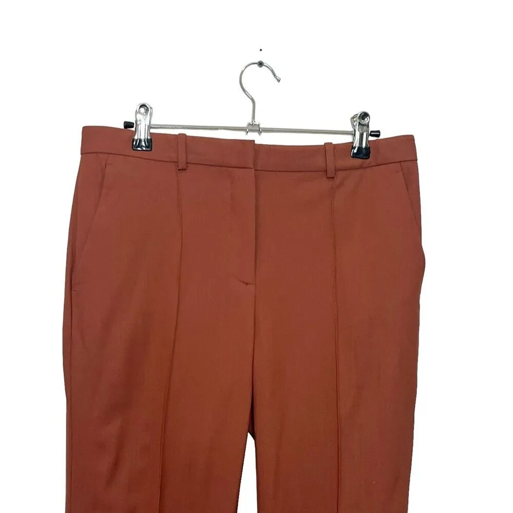 Theory Hartsdale Contour Wool Trousers Rust Women’s Size 4 Cropped Career - Image 2