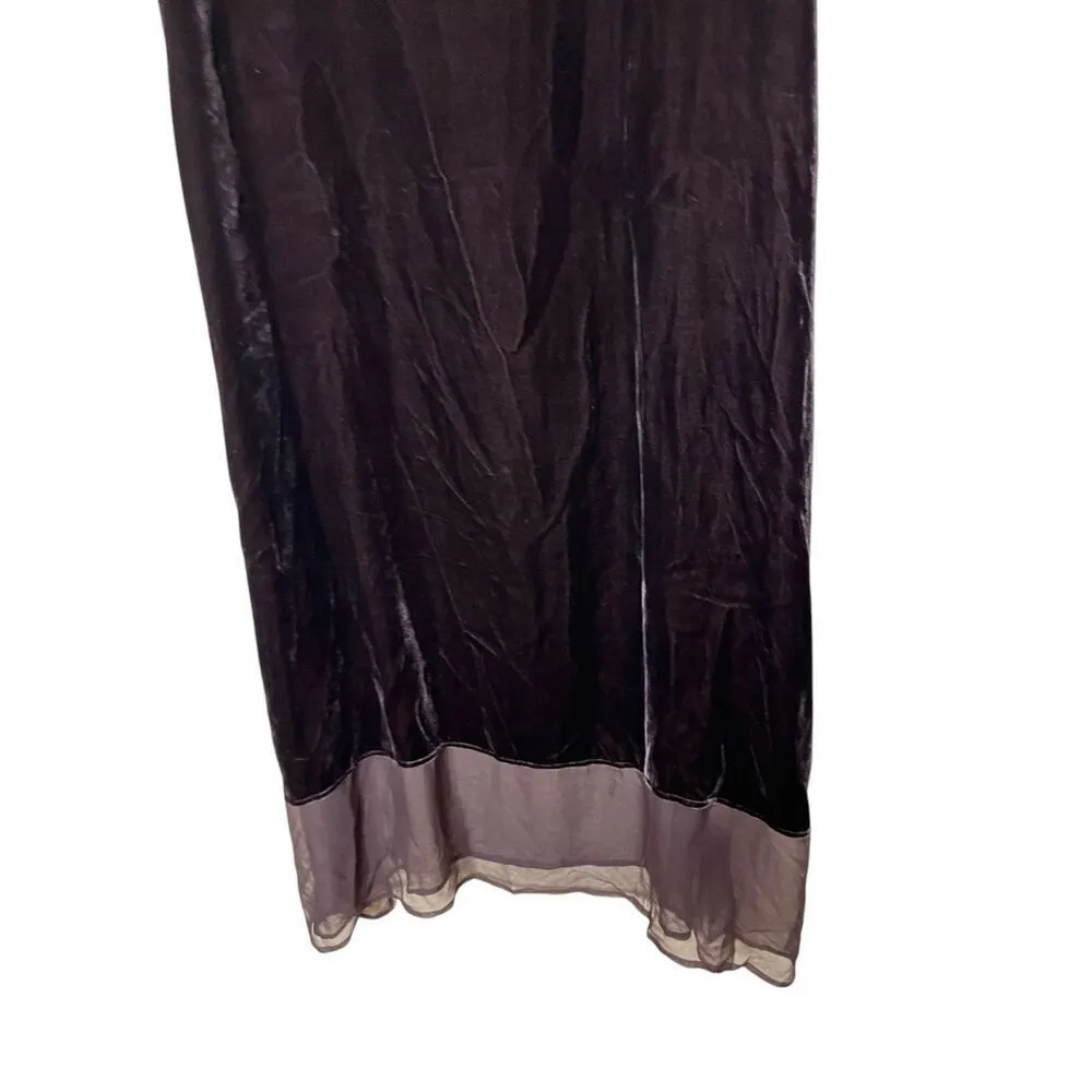Vintage Harari Silk Blend Dark Brown Velvet Maxi Dress Size M NWT Size M - Image 11
