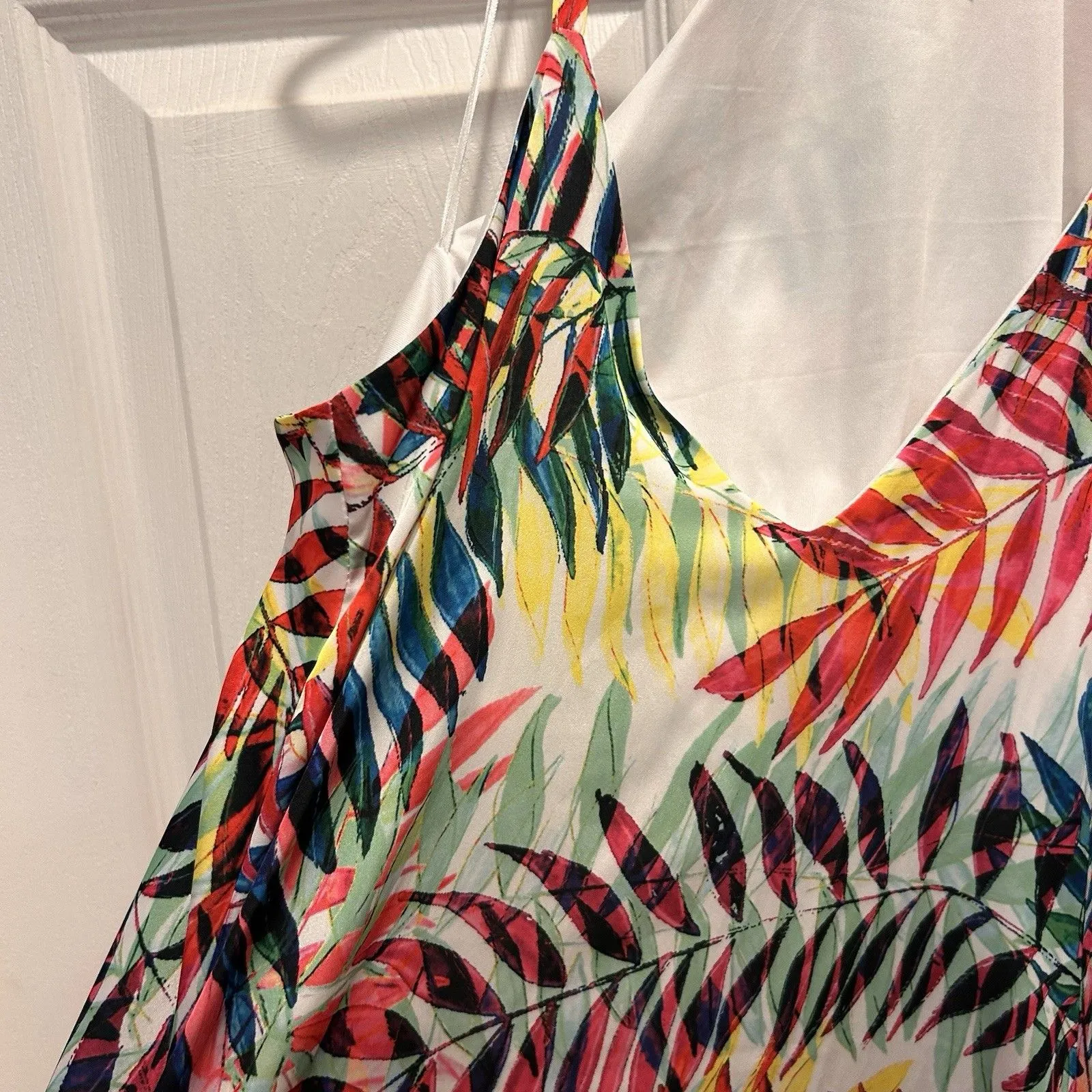 Nicole Miller Satin Flowy Maxi‎ Dress Pockets 1X Fern Resort Cruise Vacation - Image 3