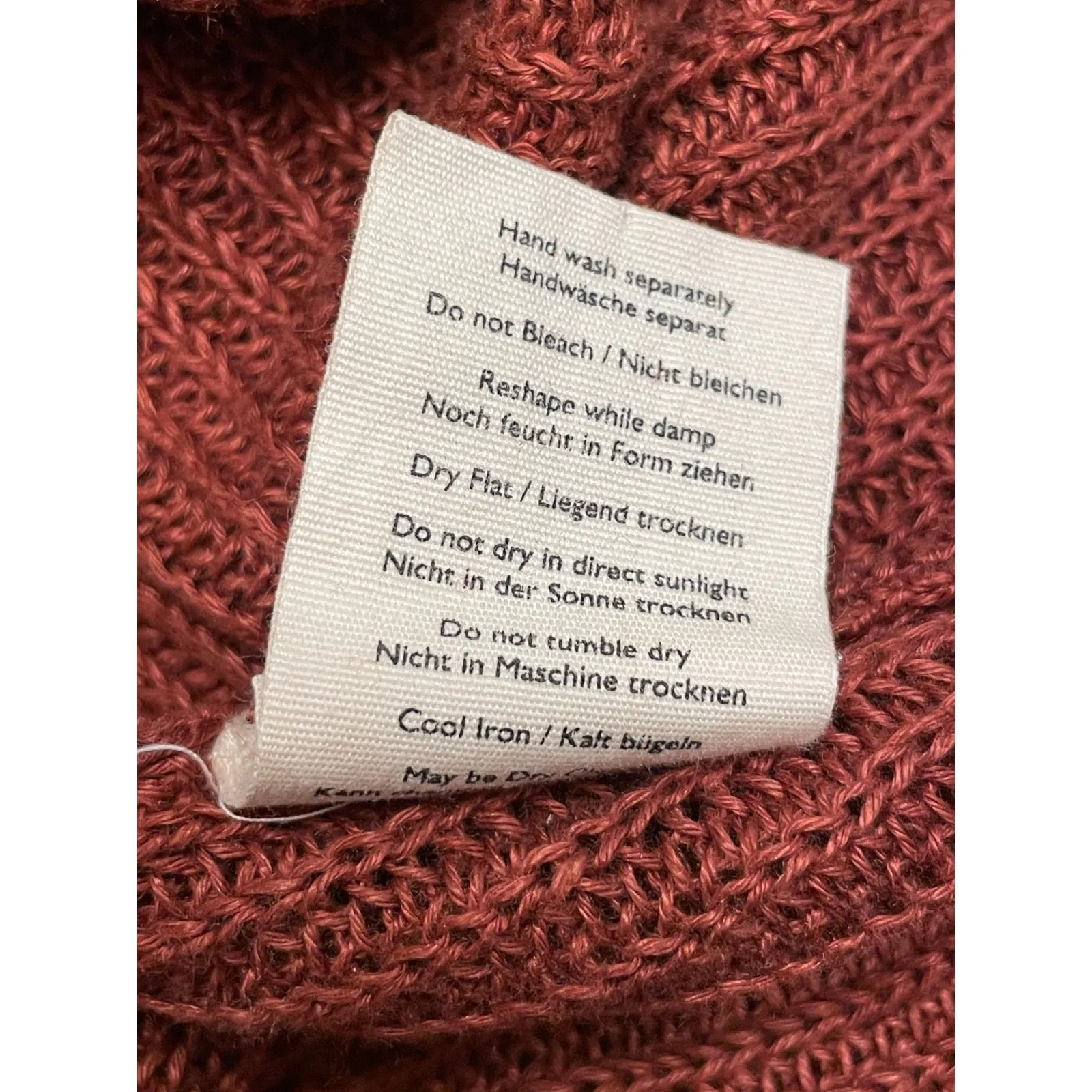 Poetry Half Sleeve Sweater Women 16/18 Brown 100% Linen Open Knit Boho Lagenlook - Image 8