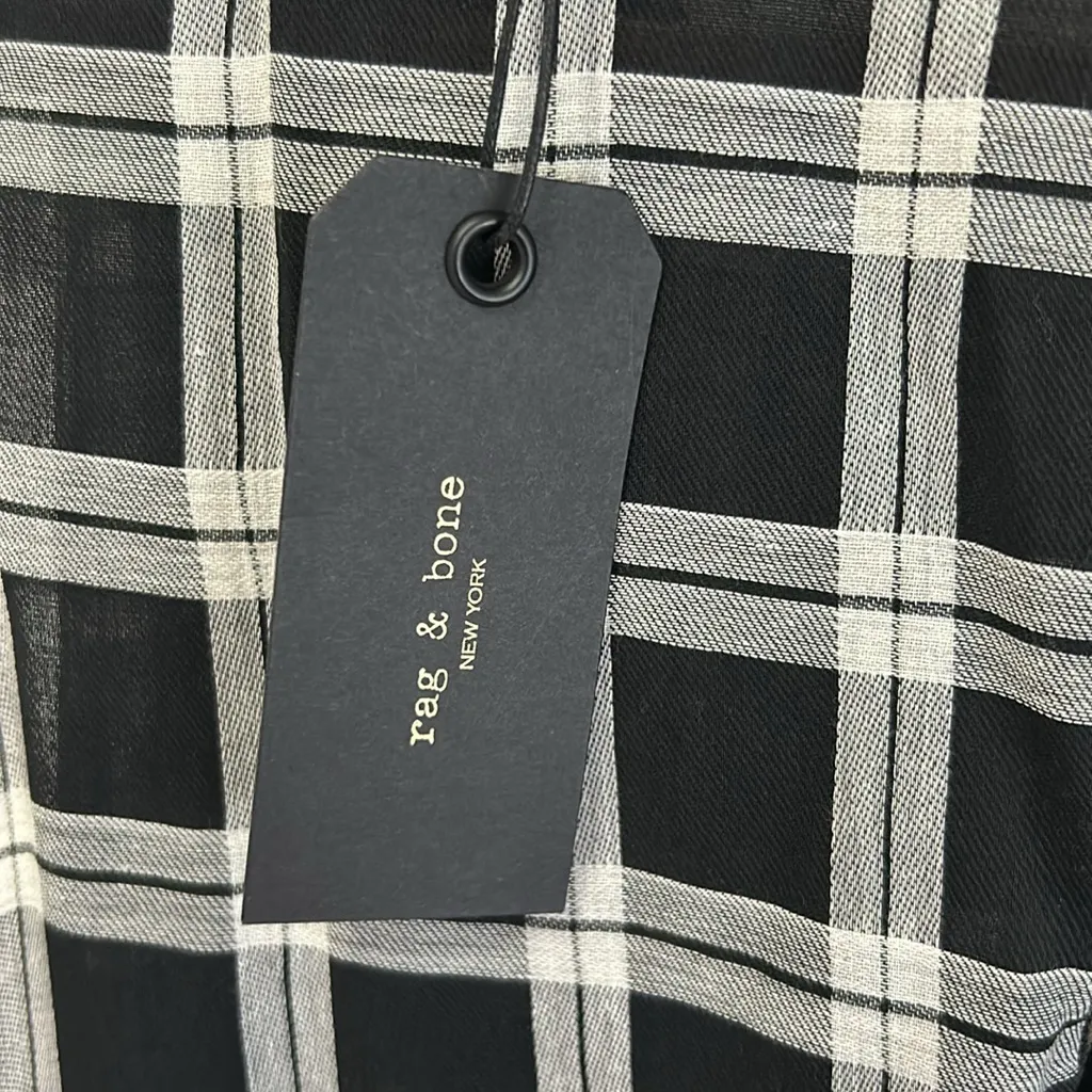 Rag and Bone  Brighton Dress Black Gray Plaid - Image 6