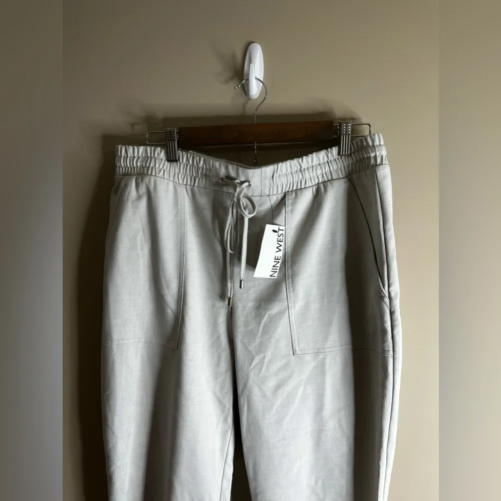 NWT Nine West tie waist jogger size large gray - Image 2