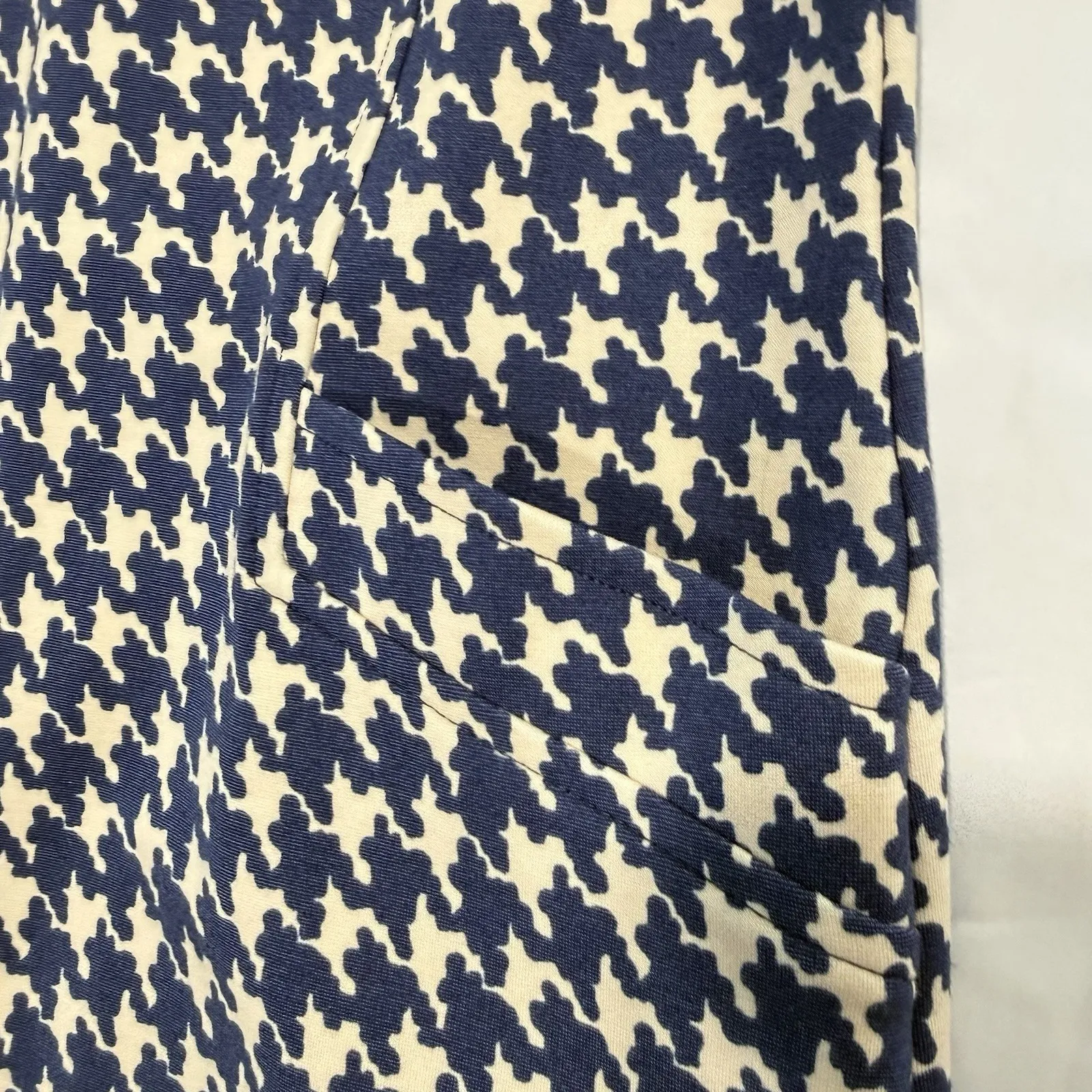 J.Mclaughlin Blue Houndstooth Georgiana Dress Catalina Cloth Size XS Pockets - Image 4