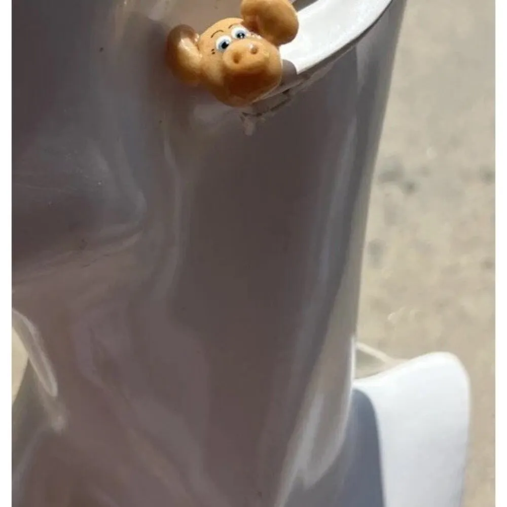 Vintage Ceramic Pig Earrings Farm Animals Piglet Jewelry Women’s Handmade Orange - Image 4