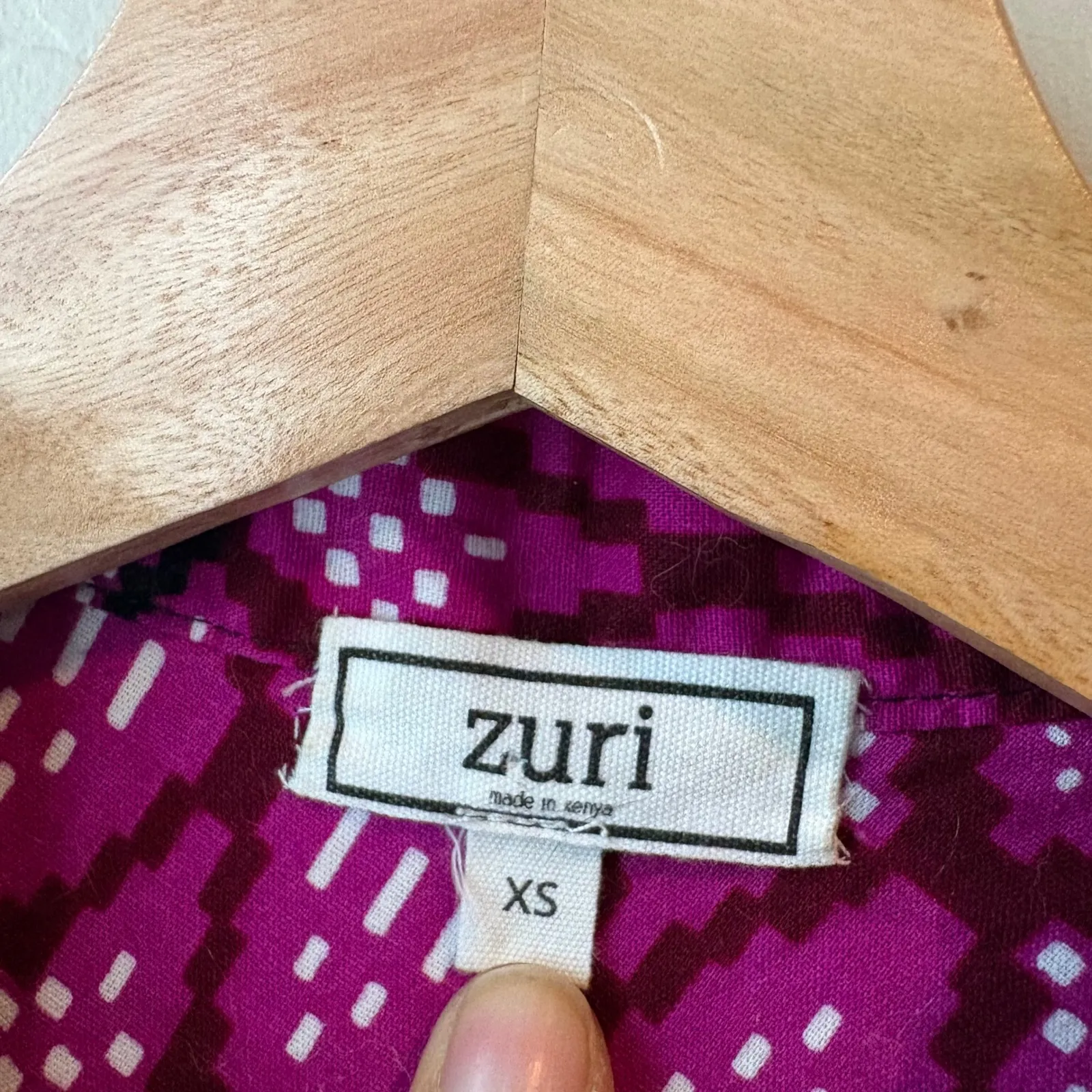 Zuri Kenya Dress Pink Geometric Print Sleeveless Button Up Shirt Dress Size XS Purple - Image 4