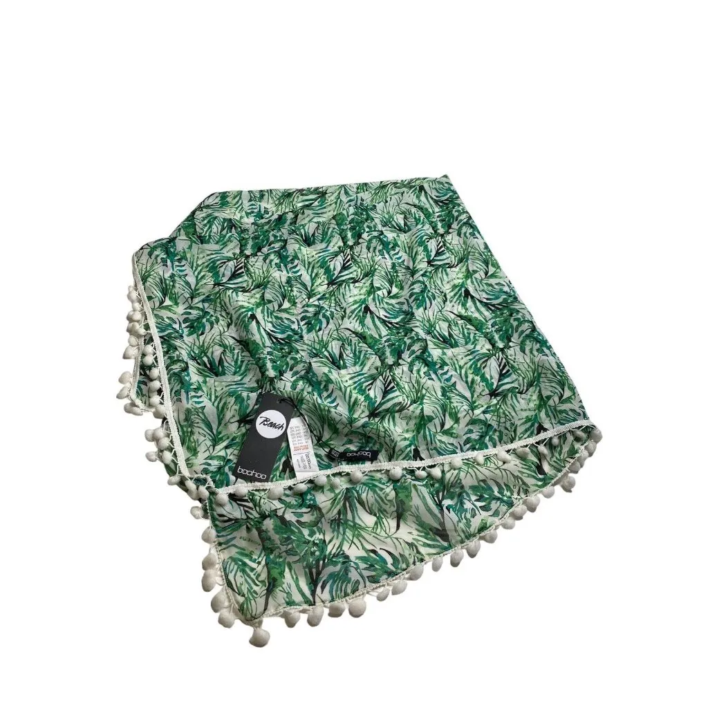 NEW Boohoo Women's Chiffon Tie Waist Beach Sarong Palm Tassel NWT 38x40‎ - Image 2